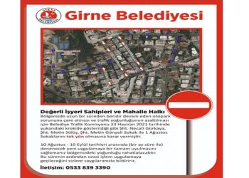 Girne’de bazı sokaklarda tek yön uygulamasına pazartesi başlanıyor