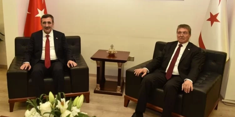 Başbakan Ünal Üstel, Türkiye Cumhurbaşkanı Yardımcısı Cevdet Yılmaz ile görüştü